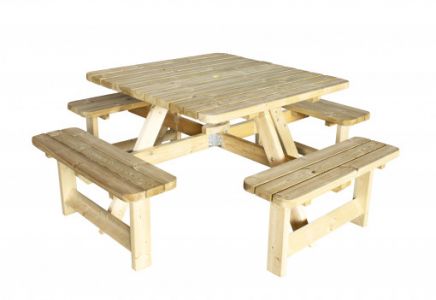 Picknicktafel Vierkant blad 115x115cm groen geimpregneerd