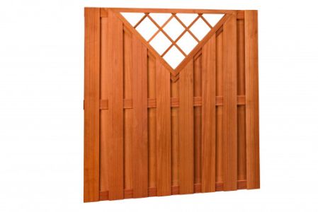 Hardhouten tuinscherm recht VC met V-trellis 180x180cm