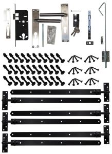 Beslagset zwart gecoat tbv opgeklampte deur XL dubbel